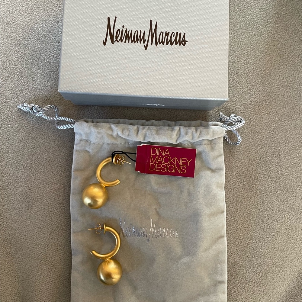 Dina Mackney Gold Hoop and Ball Earrings